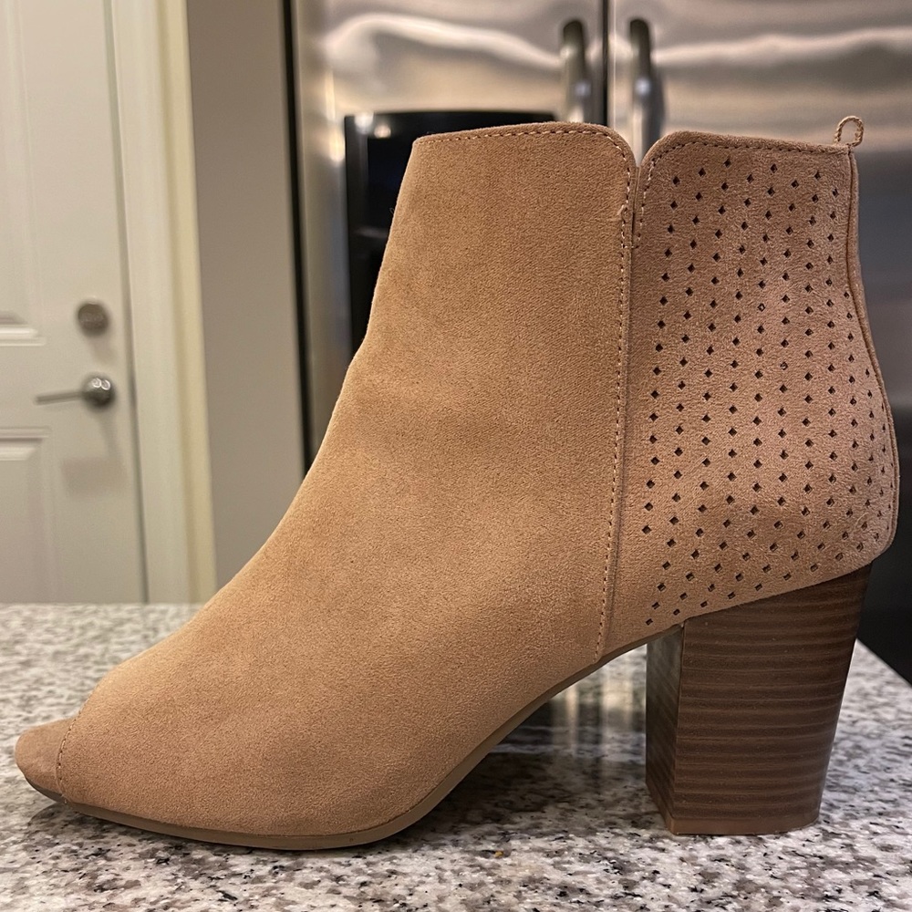 Faux Suede Open Toe Bootie